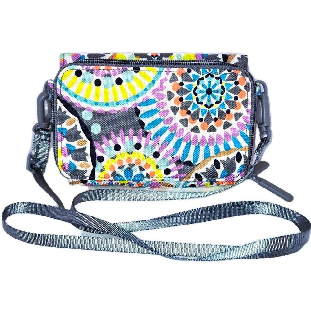 VERA BRADLEY Bag Crossbody Handbag Sunny Medallion Print Grey/Blue/Yellow